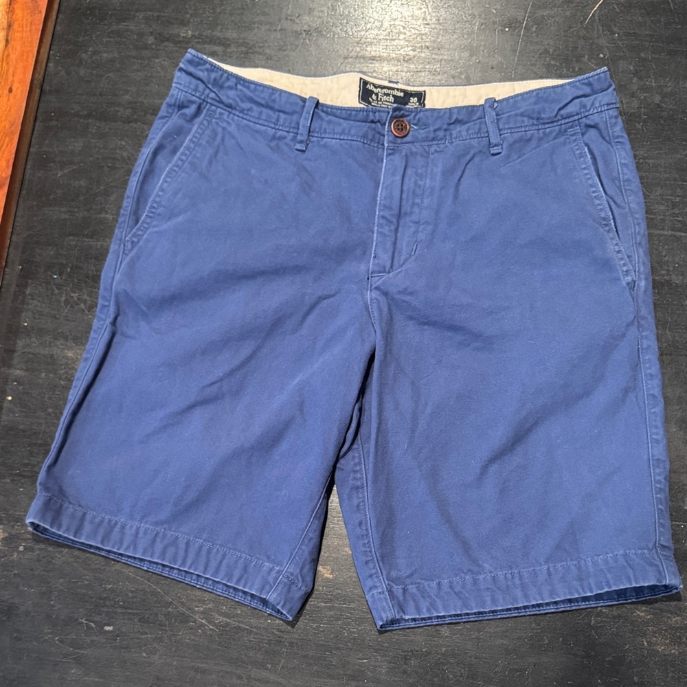 Abercrombie & Fitch Men's Navy Flat Front Shorts